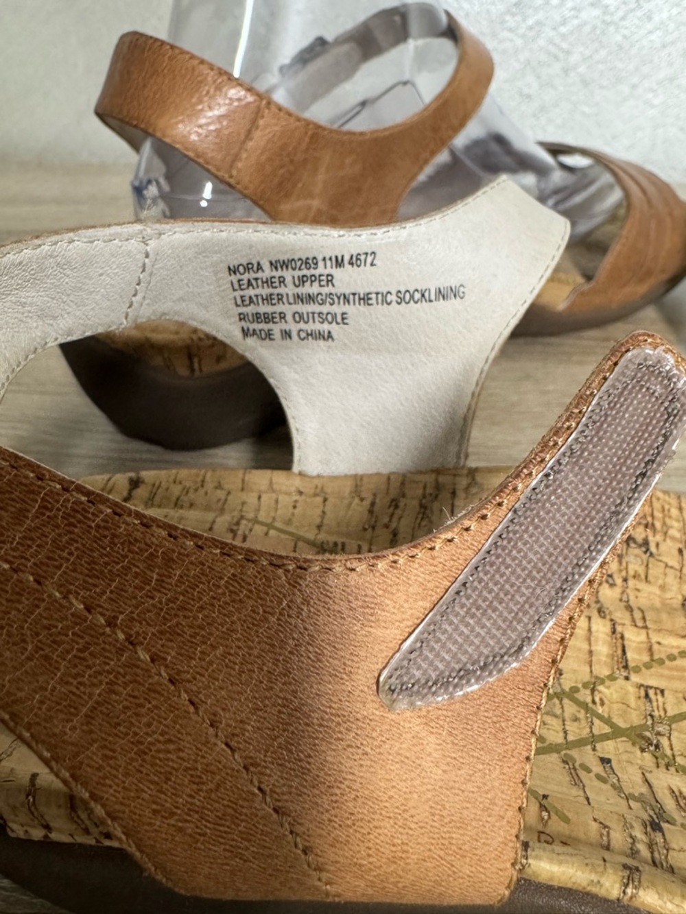 Abeo Nora Sz 11M Neutral Mid Heel Stone Brown Leather Cork Footbed Sandal Comfy - Picture 9 of 10